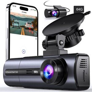 3 Channel 4K Wifi Dash Cam, 4K/2.5K+1080P+1080P Front inside and Rear, Triple